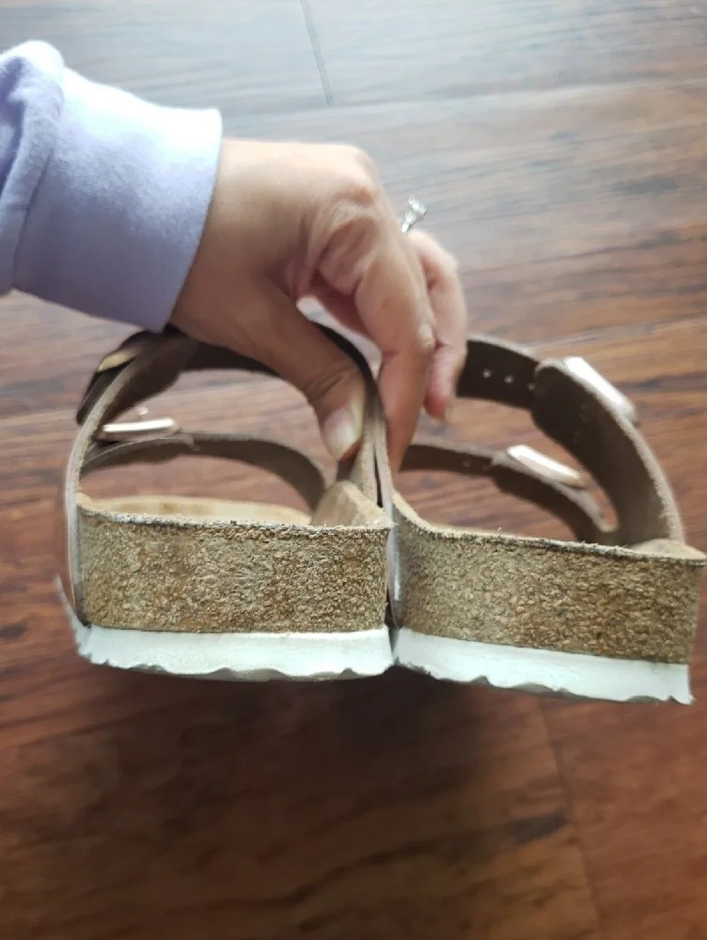 Birkenstock Arizona Metallic Rose Gold Sandals Size 42 Narrow Soft Footbed Y2K
